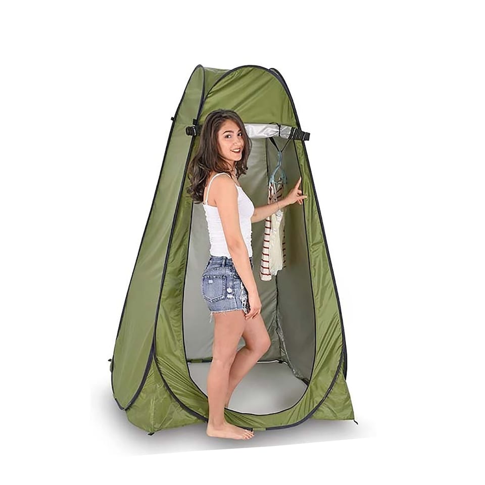image 1 of Portable Pop Up Toilet Tent Instant Foldable Camping Privacy Shower Changing Tent - Green