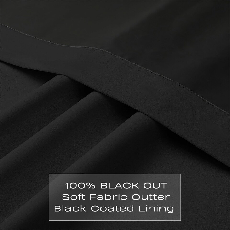 image 1 of Black Total Blackout Thermal Eyelet Curtains - 46 x 72 Inch Drop - 2 Panel Black