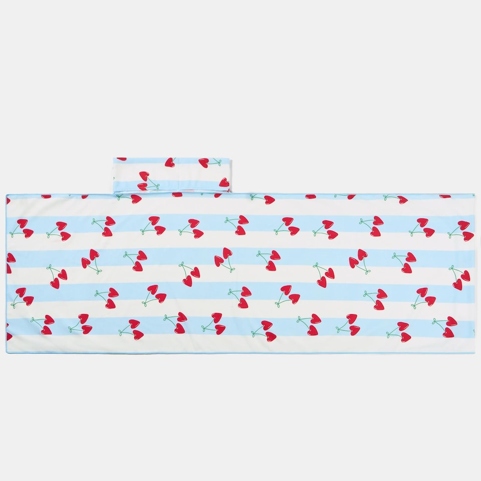 image 1 of OHS Print Beach Towel with Bag Quick Dry Absorbent Travel Spa | Blue | Heart Cherries | One size