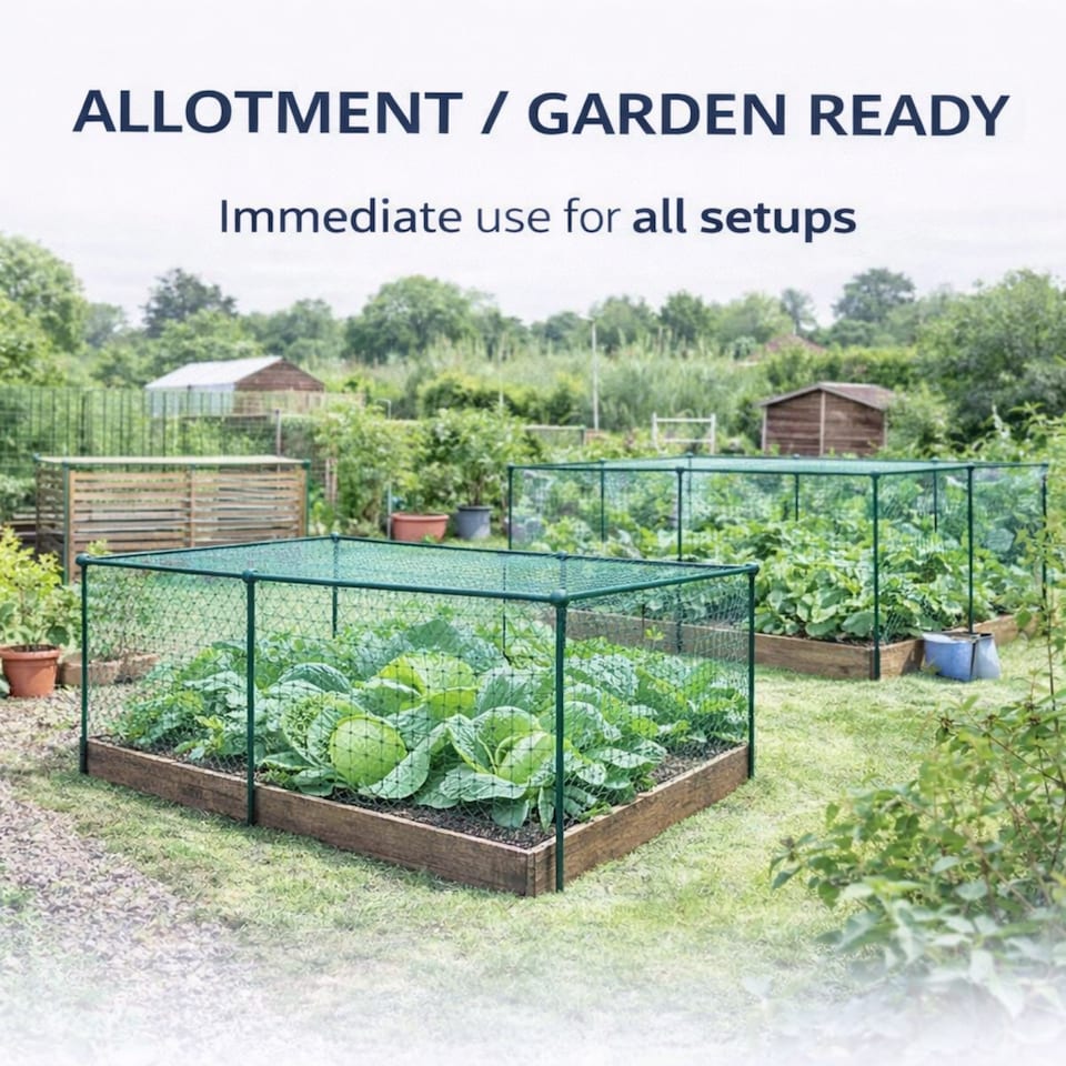 image 1 of GardenSkill Fruit & Vegetable Cage Kit with Bird Netting 3.75x1.25x1.875m H - Quick Build Modular Crop Protection Frame for Garden & Allotment