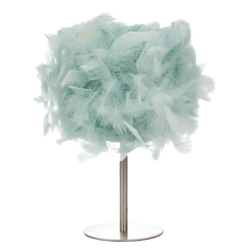 image 1 of Modern and Real Duck Egg Feather Table Lamp with Satin Nickel Base and Switch | Blue | Blue | 1
