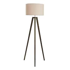 BHS Keeley Wooden Tripod Floor Lamp | Brown | Dark Walnut | 1
