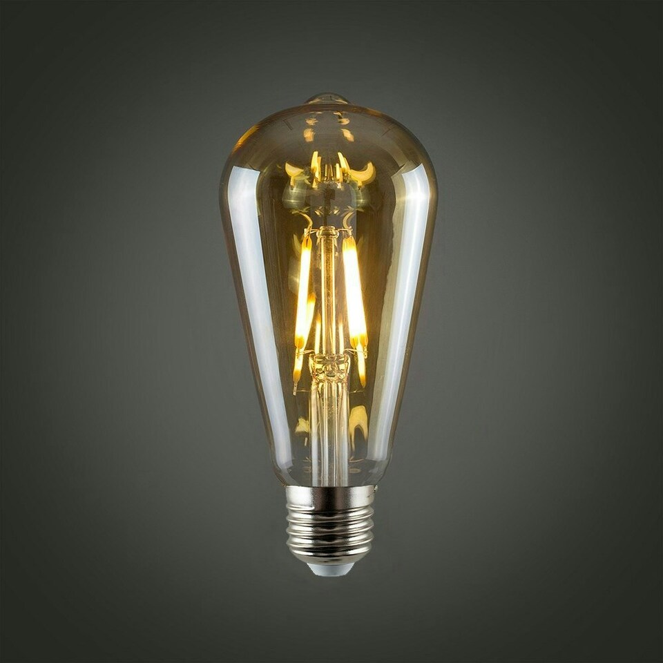 image 1 of ValueLights 5 Pack Vintage Filament E27 Amber Plastic Pear LED 4W Warm White 2700K 400lm Light Bulb