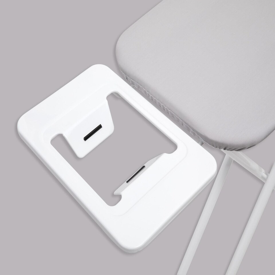 image 1 of Gr8 Home Ironing Board Folding Adjustable Non Slip Feet And Iron Rack Grey White 110x34cm