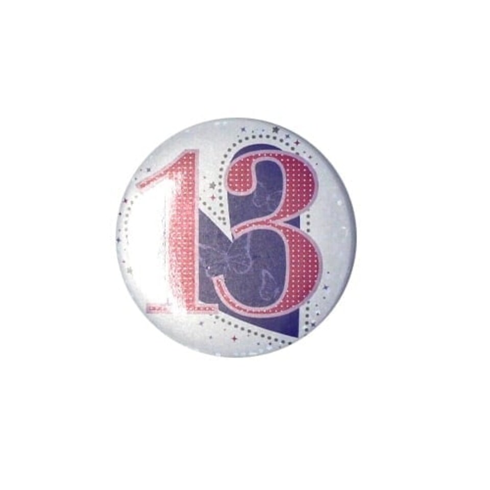 Age 13 Pink Small Badge 6cm