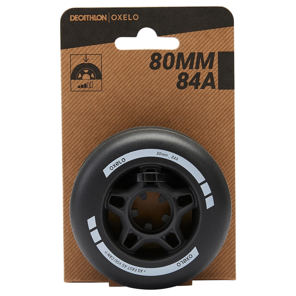 image 1 of Decathlon 80 mm 84A Inline Fitness Skate Wheels Fit 4-Pack - Black