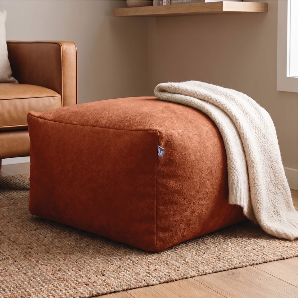 image 1 of rucomfy Indoor Large Ottoman Pouffe - Plush Velora Bean Bag Footstool