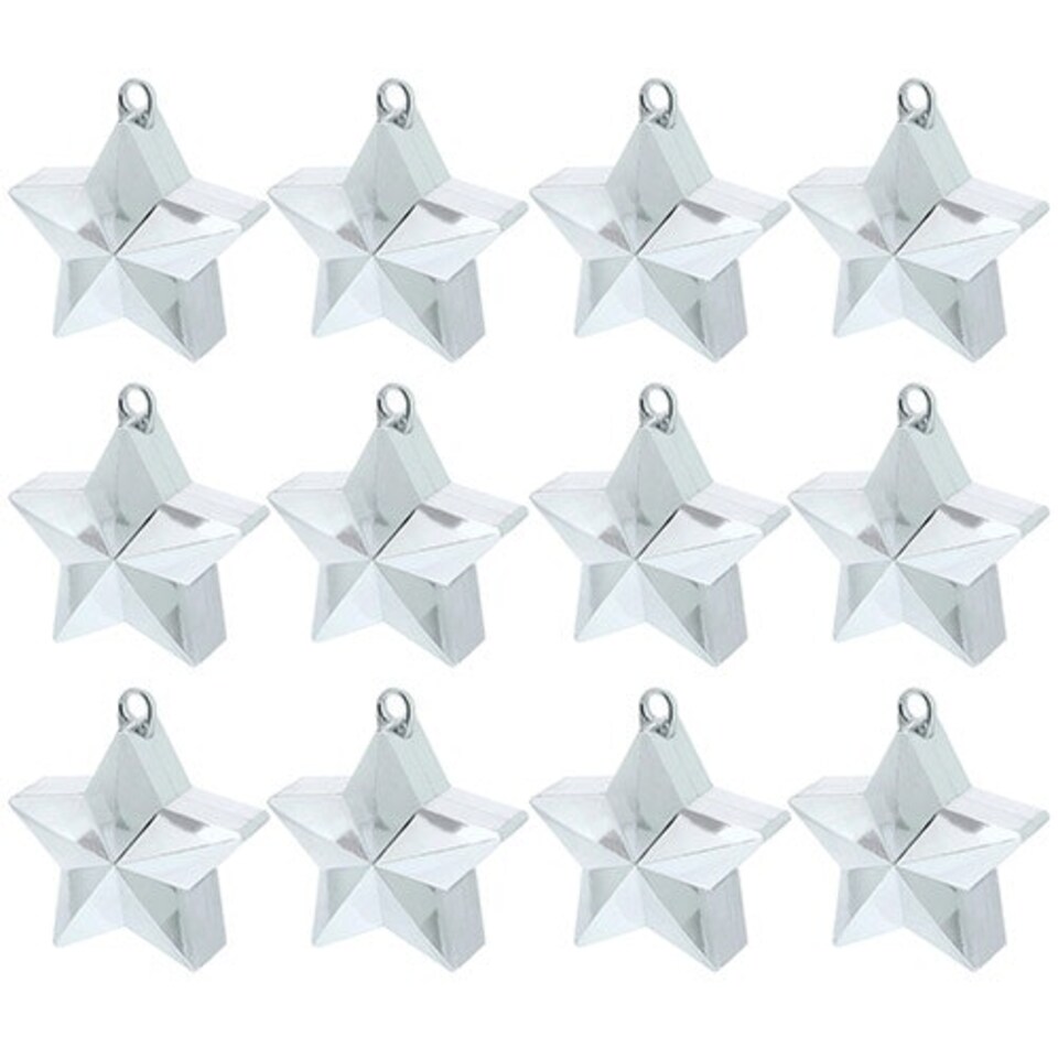 Silver Star Balloon Weights - Pack of 12