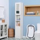 image 2 of kleankin Tall Bathroom Storage Cabinet with Mirror, Narrow Bathroom Unit, Freestanding Bathroom Cupboard with Adjustable Shelves and 2 Doors, White