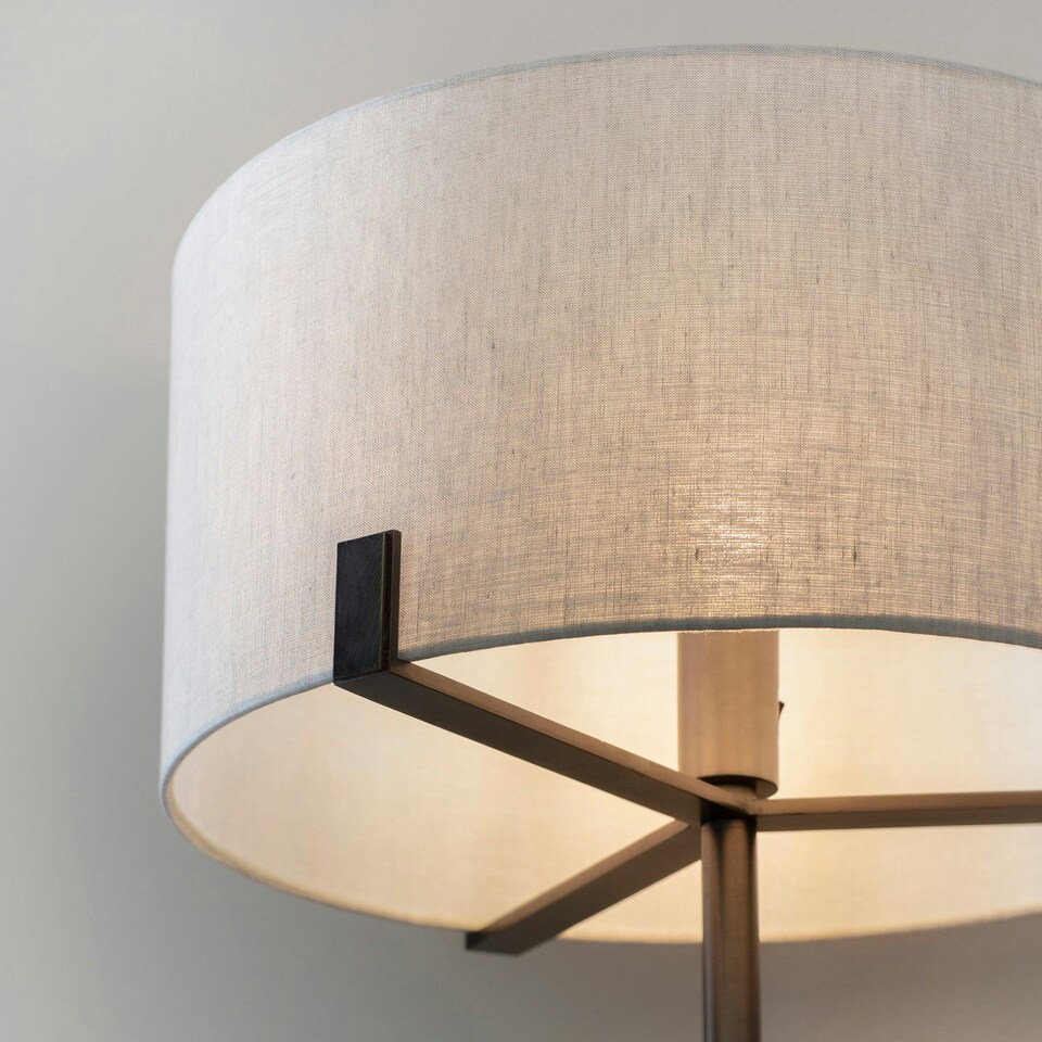image 1 of Hayfield Floor Lamp Brushed Bronze Effect Plate & Natural Linen 1 Light IP20 - E27