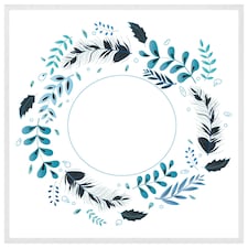 Blue leaves frame (Picture Frame) White | M