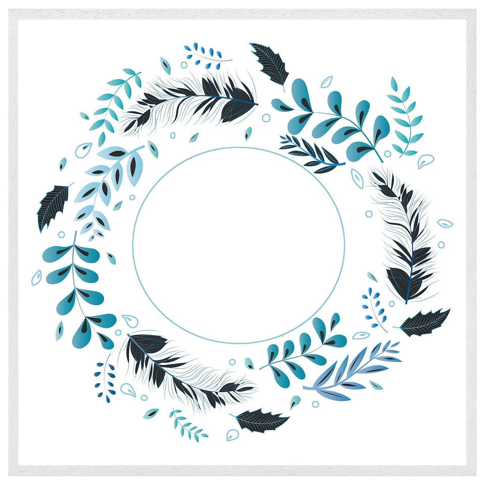 image 1 of Blue leaves frame (Picture Frame) White | M