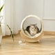 image 7 of PawHut Raised Kitten Bed Pet Shelter w/ Scratcher Cushion, Beige 41 x 38 x 43 cm