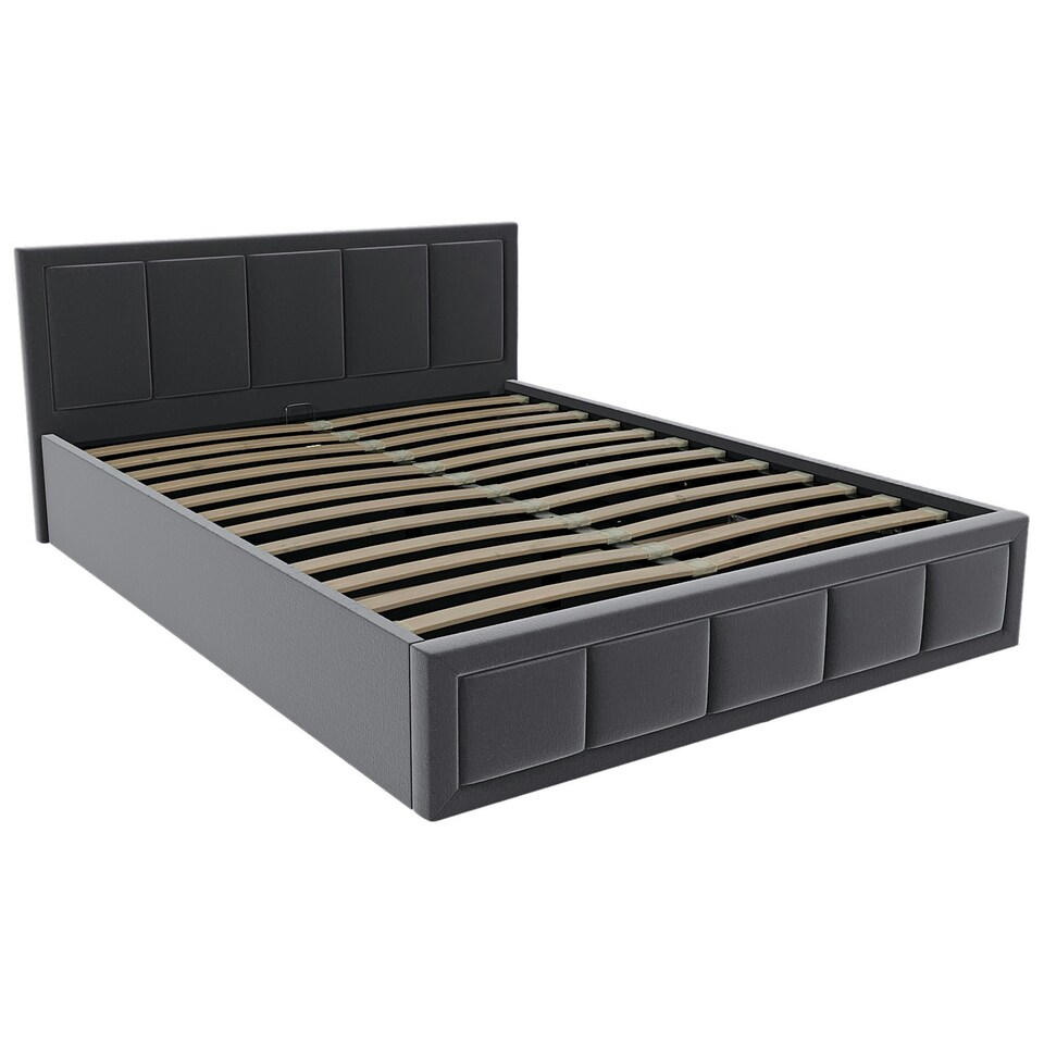 image 1 of Vida Designs Vanita 4ft6 Double Ottoman Bed Storage Fabric Upholstered, Dark Grey, 135 x 190cm