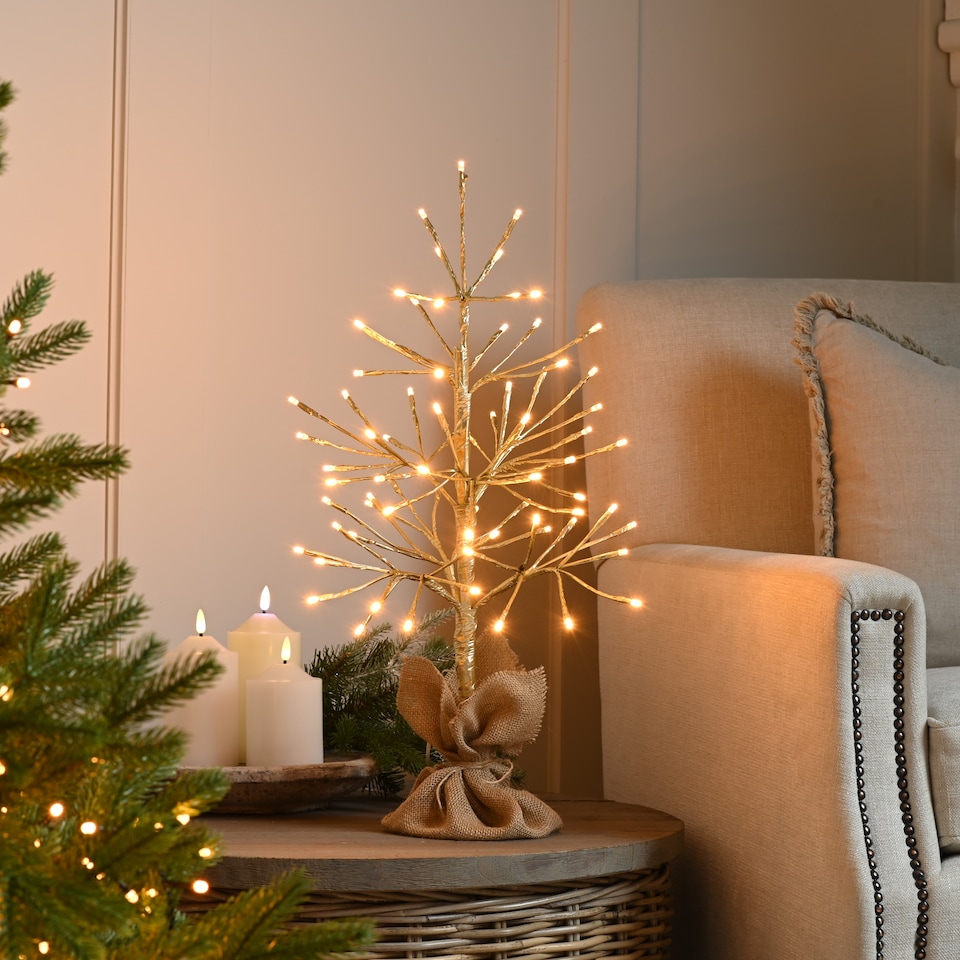 60cm champagne twig tree with trad warm white led