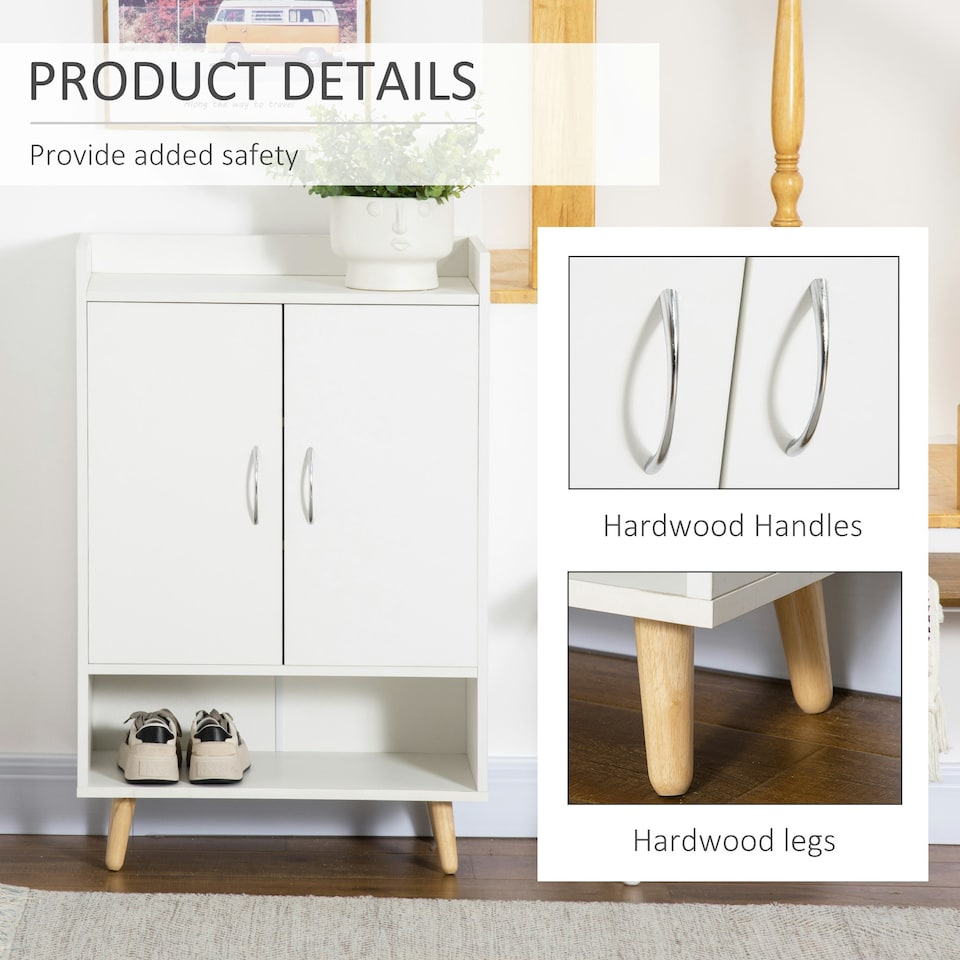 image 1 of HOMCOM Modern Shoe Cabinet Storage Organizer w/ Doors and Shelves for Entryway