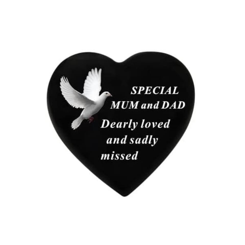 Black Decal Dove Heart 16 x 15cm - Mum & Dad  DF19498-F