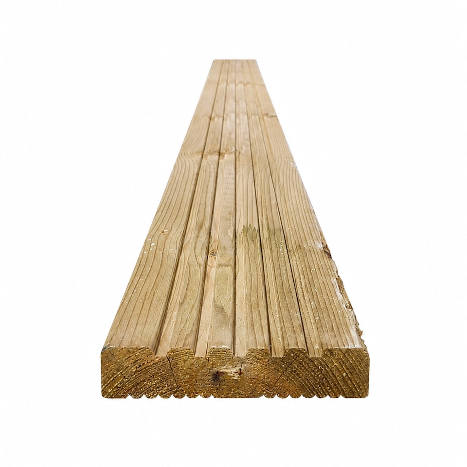 image 1 of Snowdon Timber Treated Reject Decking Board (T) 25mm (W) 120mm (L) 2.4m - Pack of 10