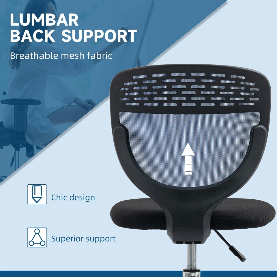 image 1 of Vinsetto Draughtsman Chair, Tall Office Chair with Lumbar Support, Blue