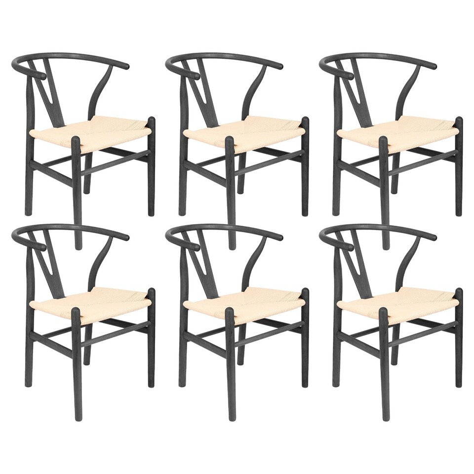 image 1 of Nicholas Winter Beech Wooden Danish Style Dining Chairs - Black - Solid Wood Wish Beech Bone Wood Chairs | Black | Black/Natural