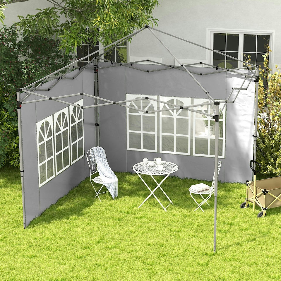 image 1 of Outsunny Gazebo Side Panels for 3x3(m) or 3x4m Pop Up Gazebo, 2 Pack, Black