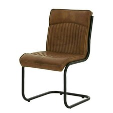 Billy Leather Dining Chair - Metal - L60 x W50 x H91 cm - Brown Brown