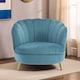 image 1 of Interiors by Premier Blue Velvet Scalloped Armchair, Supportive Armrest Lounge Chair, Easy to Clean Velvet Accent Chair