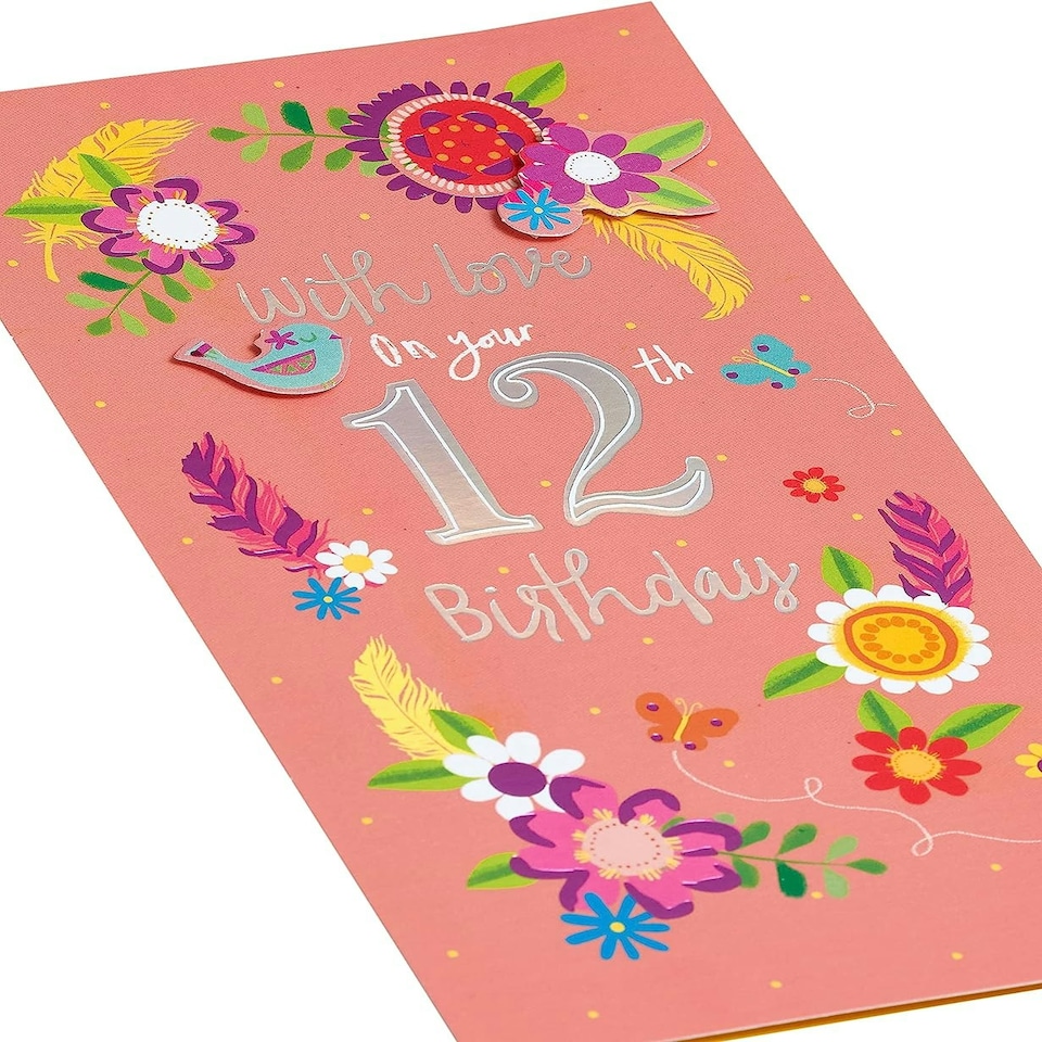 image 1 of Pretty Flower Design 12th Birthday Card