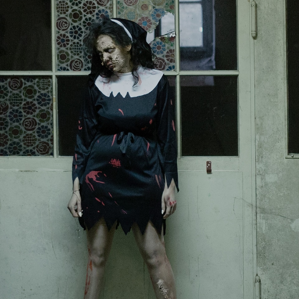 image 1 of Scary Nun - Halloween fancy dress costume for women | Black | black/white | 1