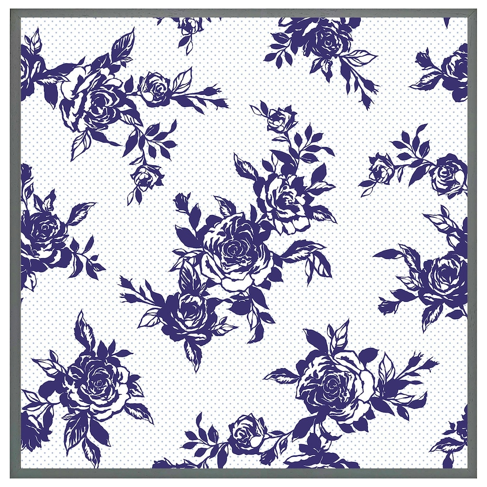 image 1 of Roses print on polka dots (Picture Frame) Brown | Oak | S