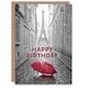 image 1 of Happy Birthday Paris Eiffel Tower and Red Umbrella Birthday Card