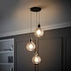 image 2 of ValueLights Bellamy Smoked Glass 3 Drop Cluster Black Pendant Light & Bulbs | Black