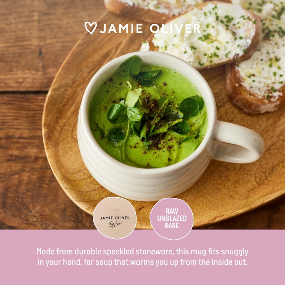 image 1 of Jamie Oliver Big Love White Stoneware Mugs, Set of 4, 375ml | White | White