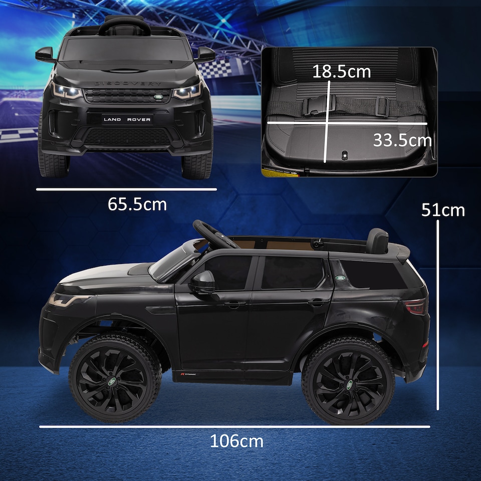 image 1 of AIYAPLAY Licensed Land Rover, Kids Electric Car w/ Remote, Music, Black