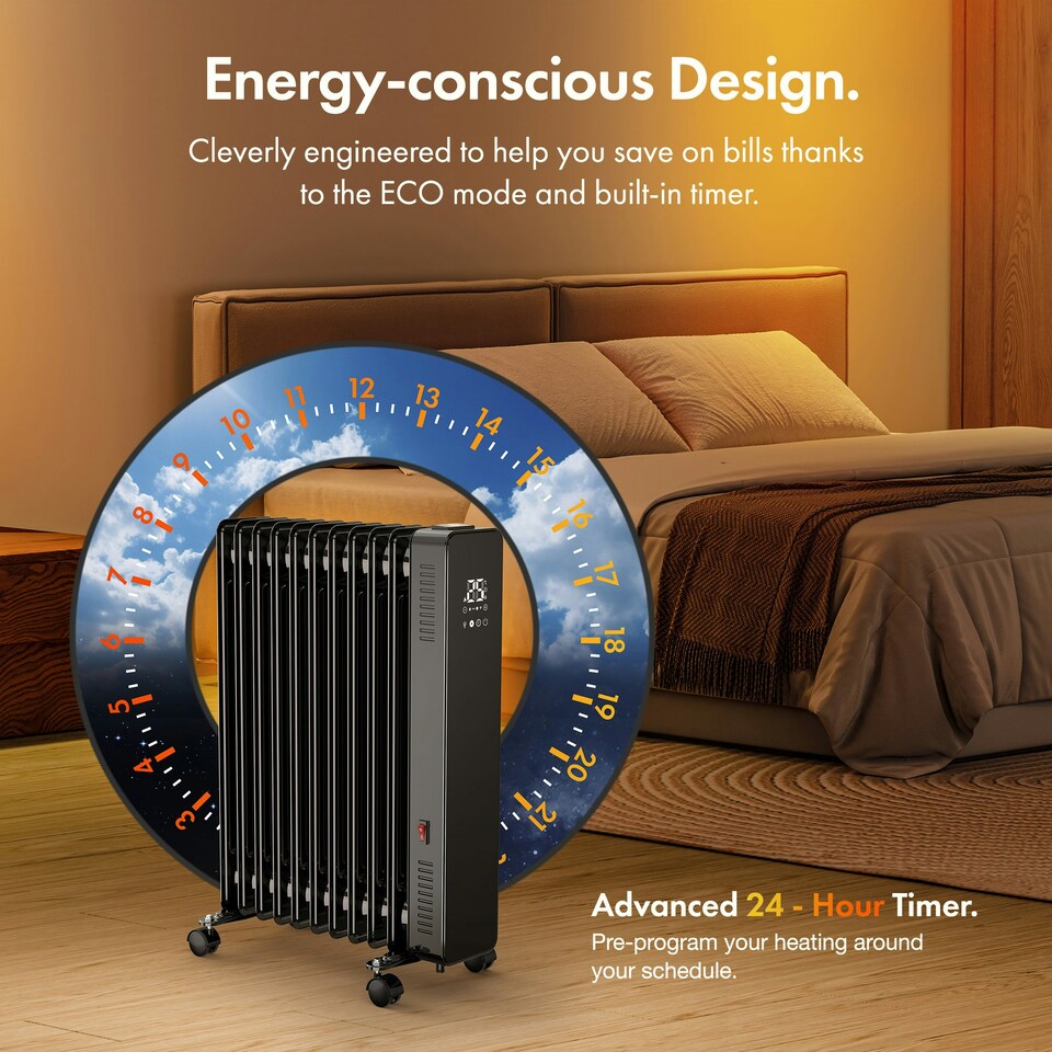image 1 of VonHaus Oil Filled Radiator Digital Portable Electric Heater