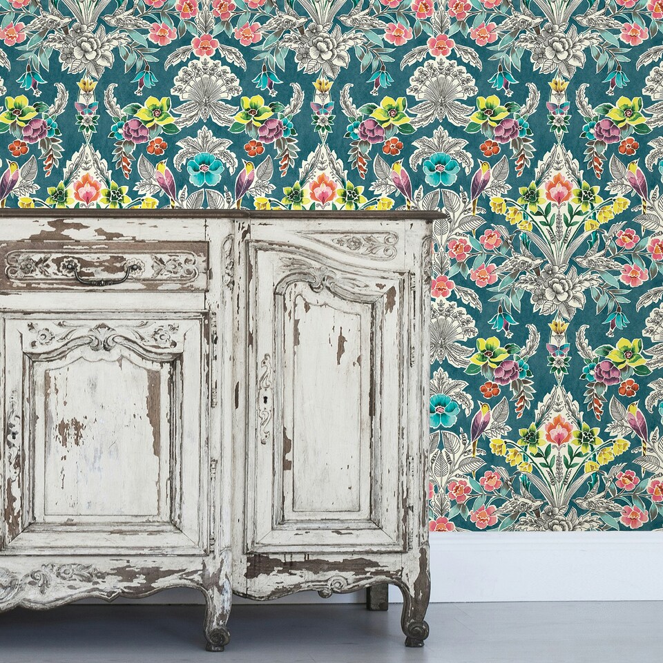 image 1 of NuWallpaper NU3037 Summer Love Peel & Stick Wallpaper, Teal Multi