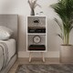 image 3 of 2-Tier Cube Display Cabinet with Scandinavian Legs | White | White & Pine | 1