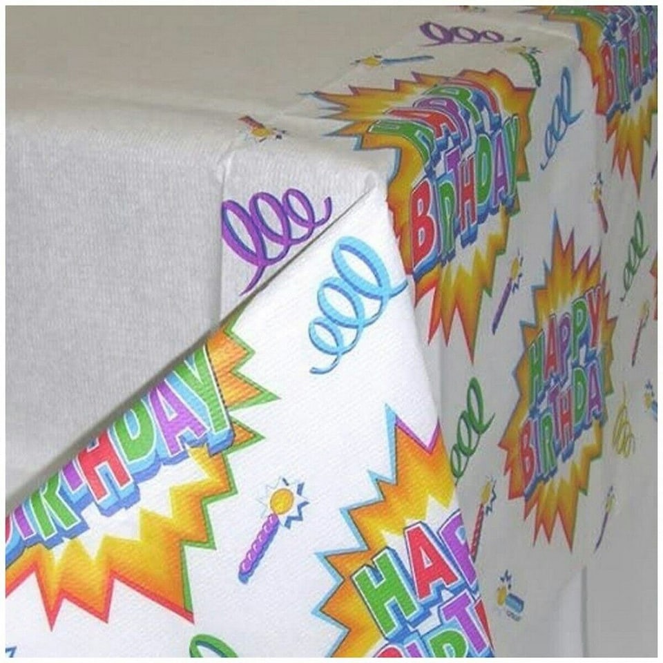 Amscan Paper Explosion Happy Birthday Party Table Cover - Multicoloured - One Size