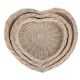 image 2 of White Wash Heart Shaped Wicker Tray Set 3 | White | White | Set of 3
