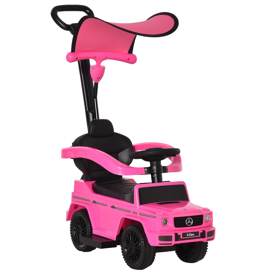 image 1 of HOMCOM 3 in 1 Kids Children Ride on Push Car Toddler Sliding Car G350 Licensed Walker Foot to Floor Slider Push-Along with Horn Steering Wheel NO POWER Manual, Pink