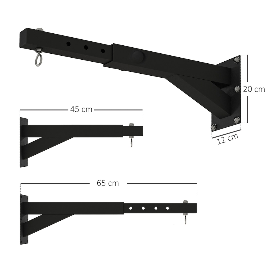 image 1 of SPORTNOW 5-Length Adjustable Punch Bag Bracket for Boxing, Punching Training | Black | Black