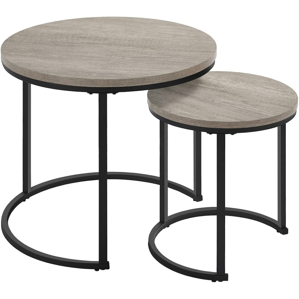 image 1 of Yaheetech Round Nesting End Table Set with Metal Base Grey