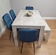 image 2 of Stone Grey Effect Dining Set Table, 4 Blue Velvet Chairs & Bench