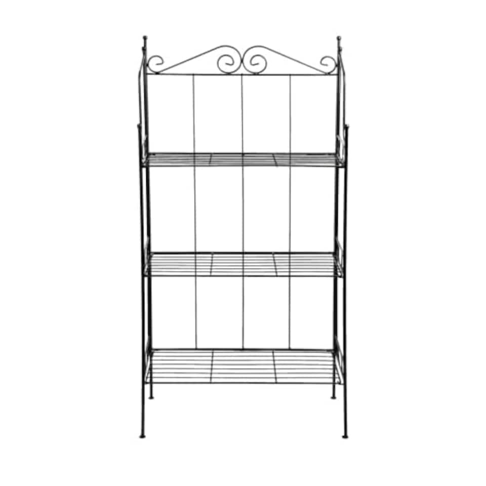 image 1 of Large Black Steel Folding Etagere Black