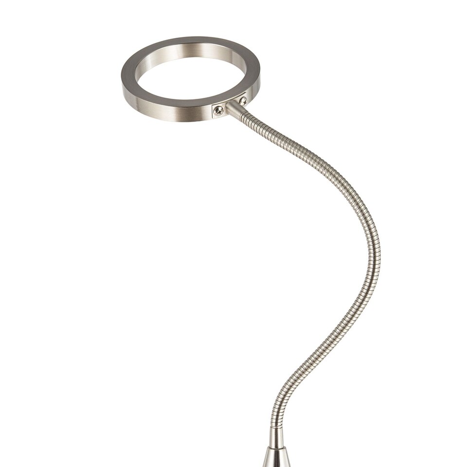 image 1 of Modern Nickel Task Floor Lamp with LED Halo Ring and CCT Memory Dimmer