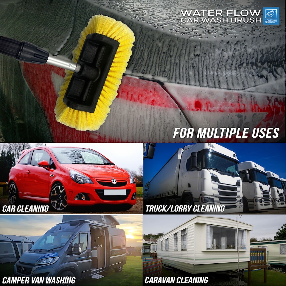 image 1 of Extra Long Telescopic Water Fed Car Wash Brush 2.66m Extendable Vehicle & Window Scrubber
