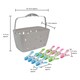 image 8 of JVL Plastic Peg Basket, Grey with 24 Prism Soft Touch Flower Design Plastic Pegs, Multi