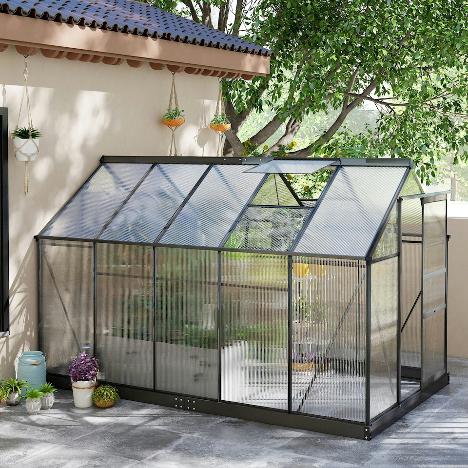 image 1 of Outsunny 6x10ft Walk-In Polycarbonate Greenhouse Plant Grow Aluminium