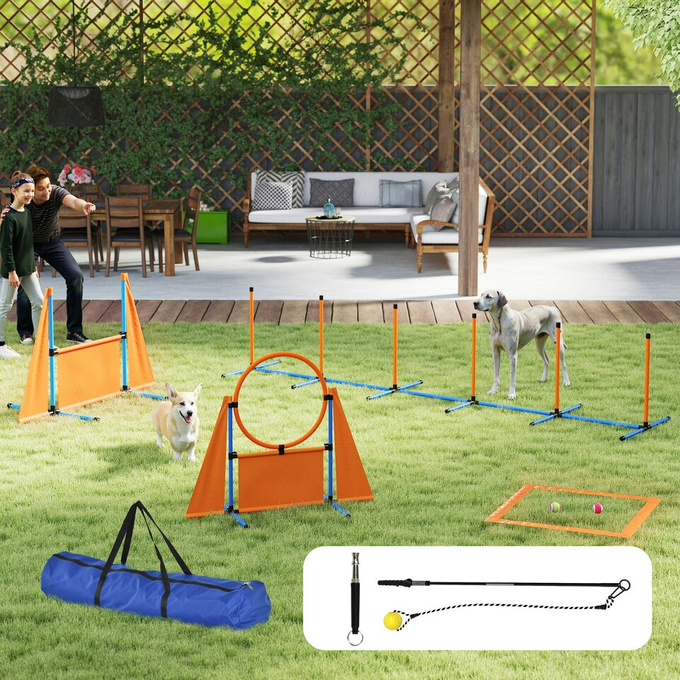 image 1 of PawHut Seven-Piece Dog Agility Equipment, Obstacle Training Course Kit