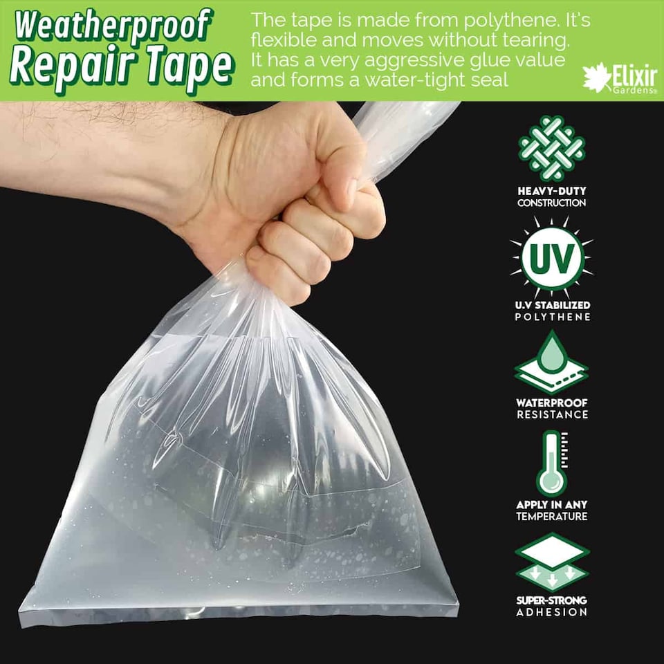 image 1 of Elixir Gardens Strong UV Polytunnel Repair Tape 200mm x 25m | x4